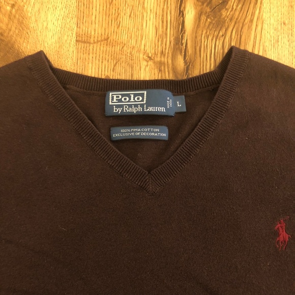 Polo Ralph Lauren cotton v-neck sweater L - Picture 2 of 2